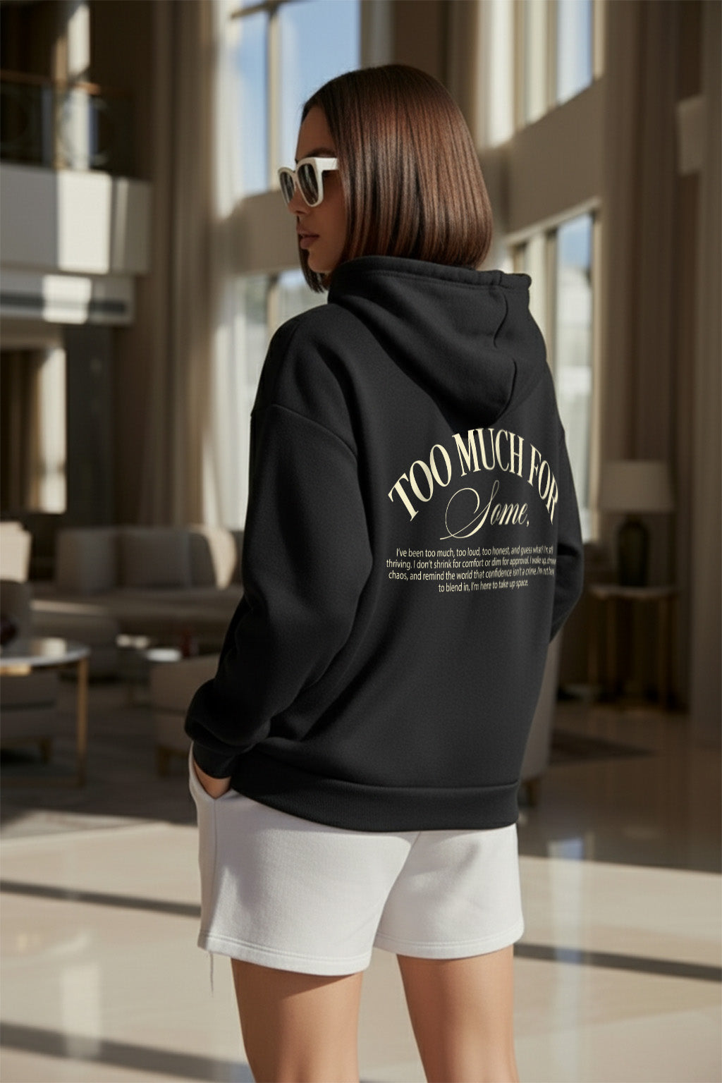 Too Much Black Maroon Oversized Printed Hoodie