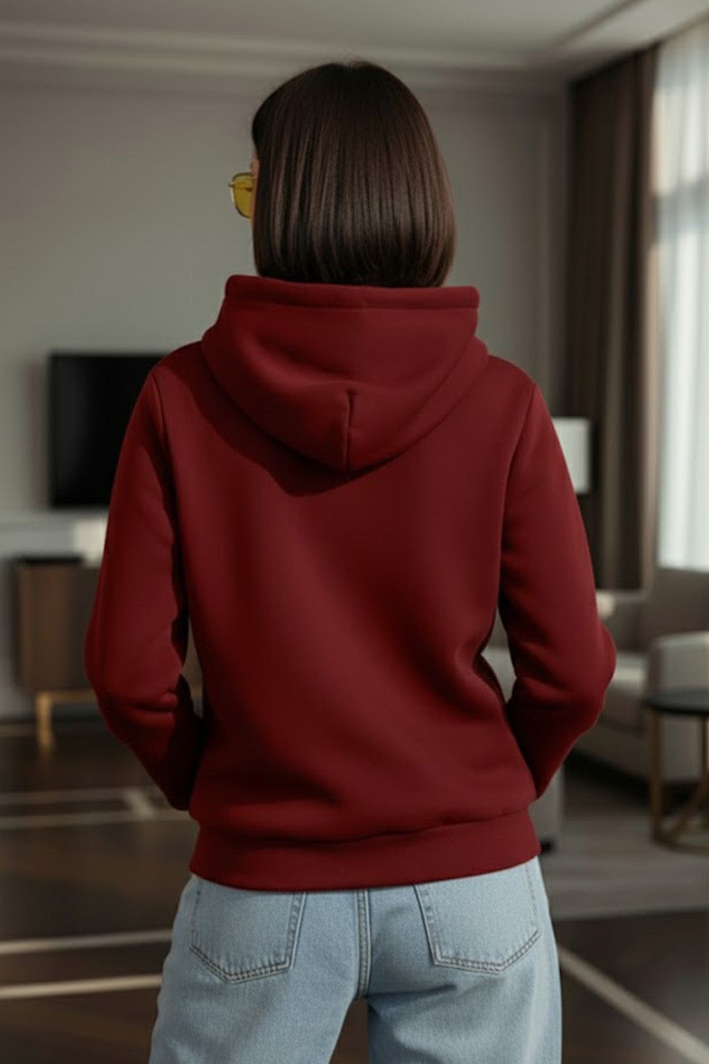 Freezin Maroon Regular Fit Printed Hoodie