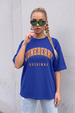 Juneberry Original Royal Blue Oversized Fit Graphic T-Shirt