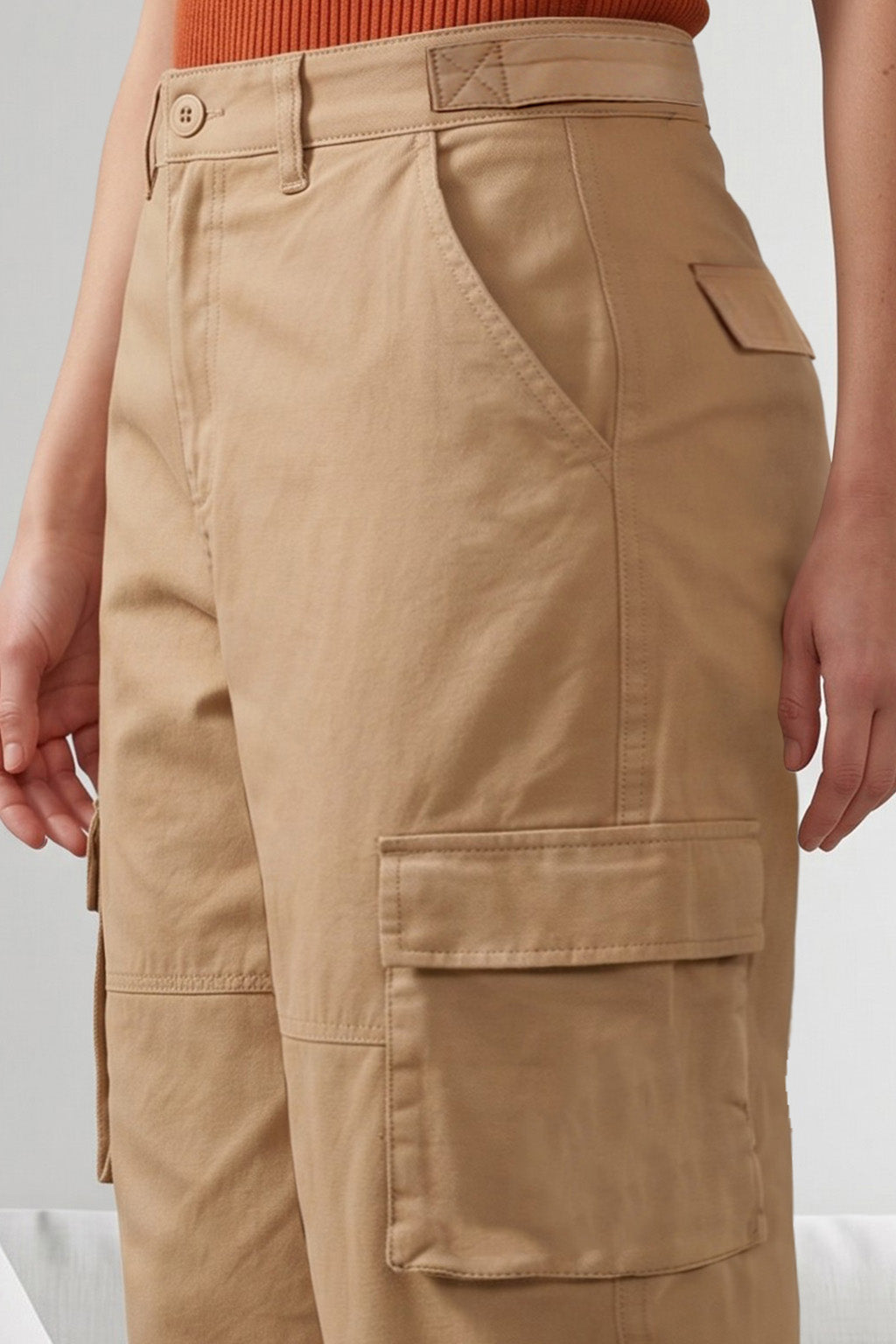 Taupe Structured 5 Pocket Straight Fit Woven Cargo