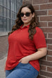 Red Plain Plus Size Polo T-shirt