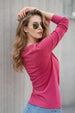 Pink Plain Full Sleeve Regular Fit T-Shirt