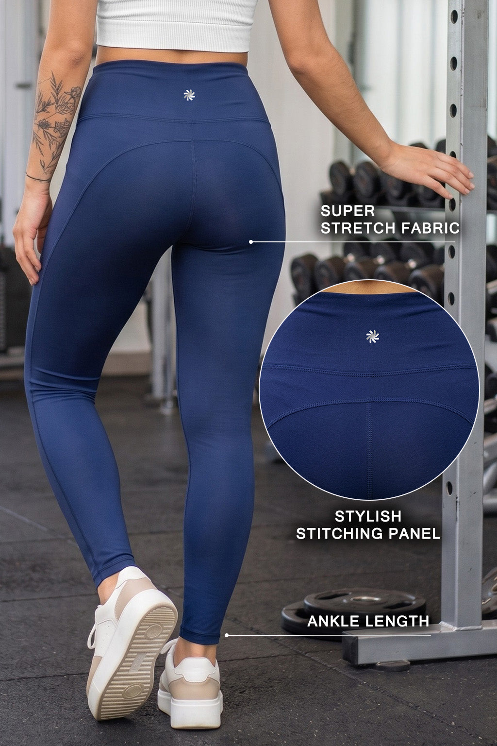 Navy Plain 2 Pocket Skin Fit Legging