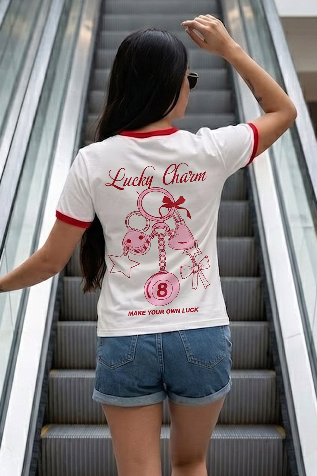Lucky Charm White Printed Regular Fit T-Shirt