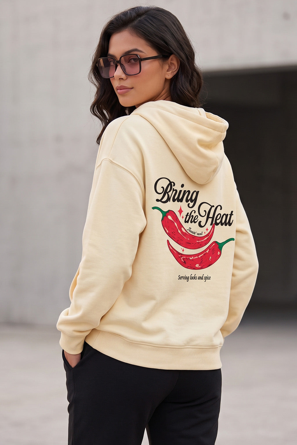 Bring The Heat Marshmallow Oversized Printed Hoodie