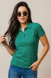 Green Plain Cotton Regular Slim Fit Polo T-Shirt