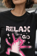 Relax Black Printed Regular Fit T-Shirt
