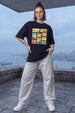 City Travel Black Oversized Graphic Printed T-Shirt