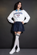 Brooklyn White Contrast Collar  Sweatshirt