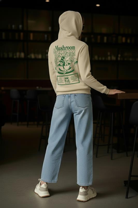 Mushroom Graphic Printed Marshmallow Regular Fit Hoodie