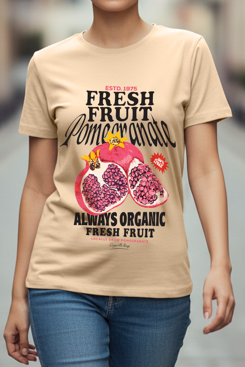 Pomegranate Swanwhite Printed Regular Fit T-Shirt