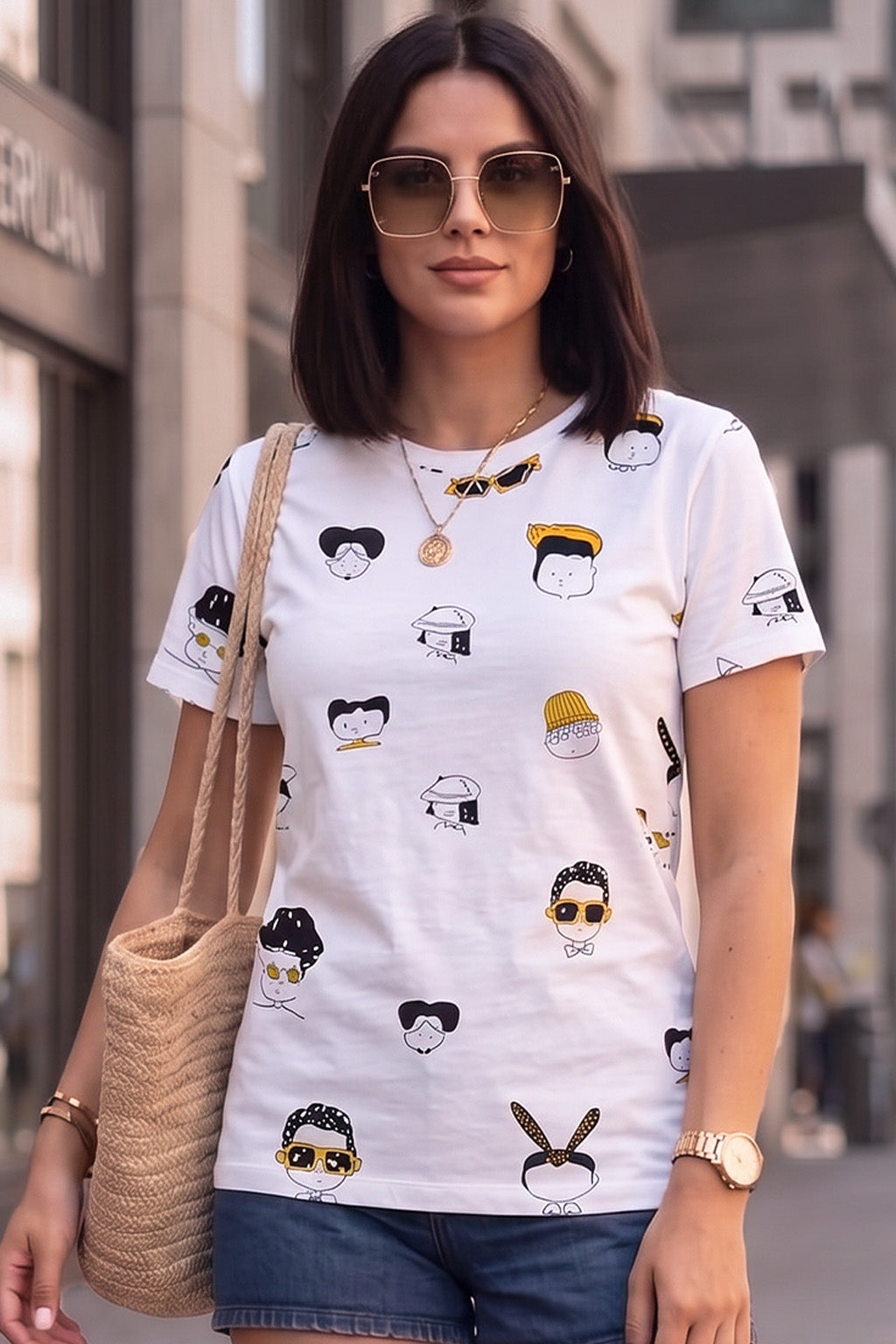 Cartoon White Regular Fit Graphic T-Shirt