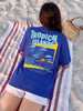 Tropical Island Royal Blue Oversized Fit Puff Printed T-Shirt