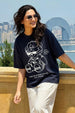 Break Rules Navy Graphic Printed Oversized T-Shirt