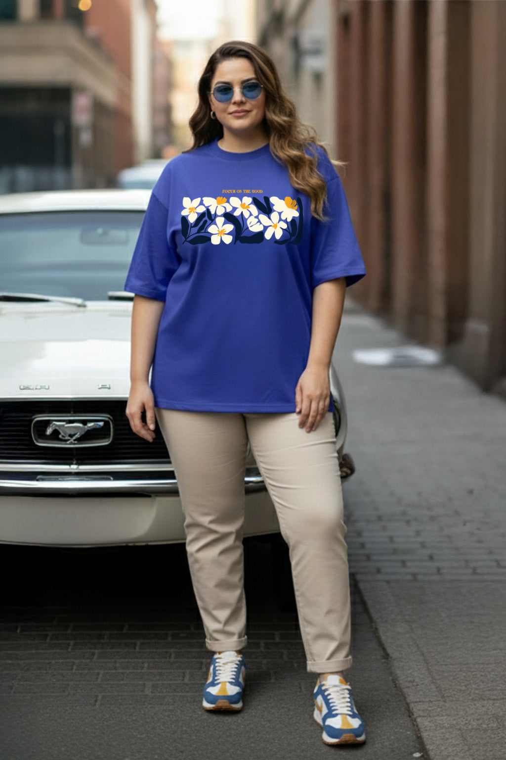 Focus On God Royalblue Plus Size Printed T-shirt