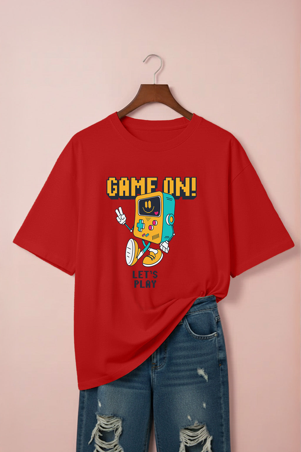 Game On Red Plus Size Printed T-shirt