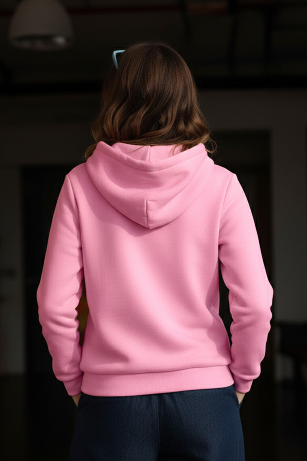 Plain Pink Regular Fit Hoodie