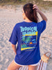 Tropical Island Royal Blue Oversized Fit Puff Printed T-Shirt