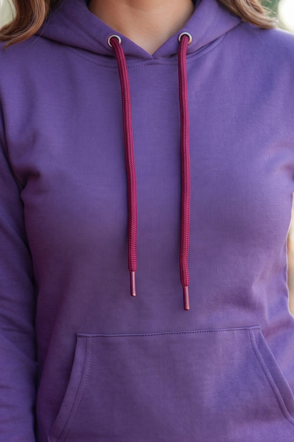 Plain Purple Regular Fit Hoodie