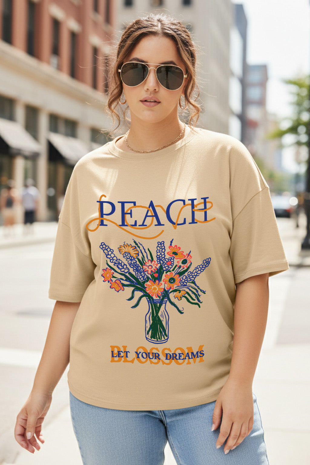 Blossom Dreams Swanwhite Plus Size Printed T-shirt