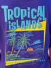 Tropical Island Royal Blue Oversized Fit Puff Printed T-Shirt