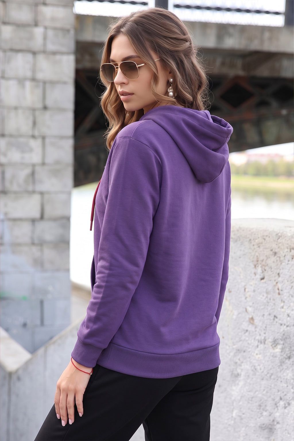 Plain Purple Regular Fit Hoodie