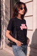 Treat Yourself Black Printed Regular Fit T-Shirt