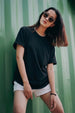 Black Plain Boyfriend Fit T-Shirt