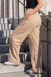 Beige Plain Wide Leg Track pant