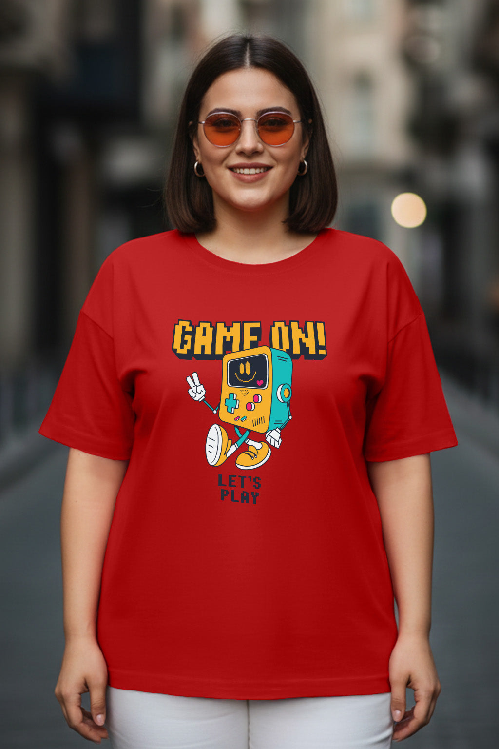 Game On Red Plus Size Printed T-shirt