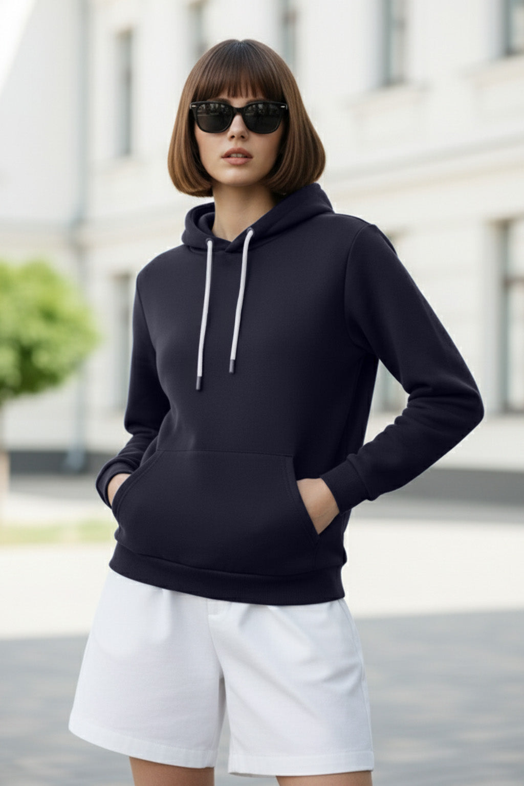 Plain Navy Regular Fit Hoodie