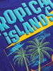Tropical Island Royal Blue Oversized Fit Puff Printed T-Shirt
