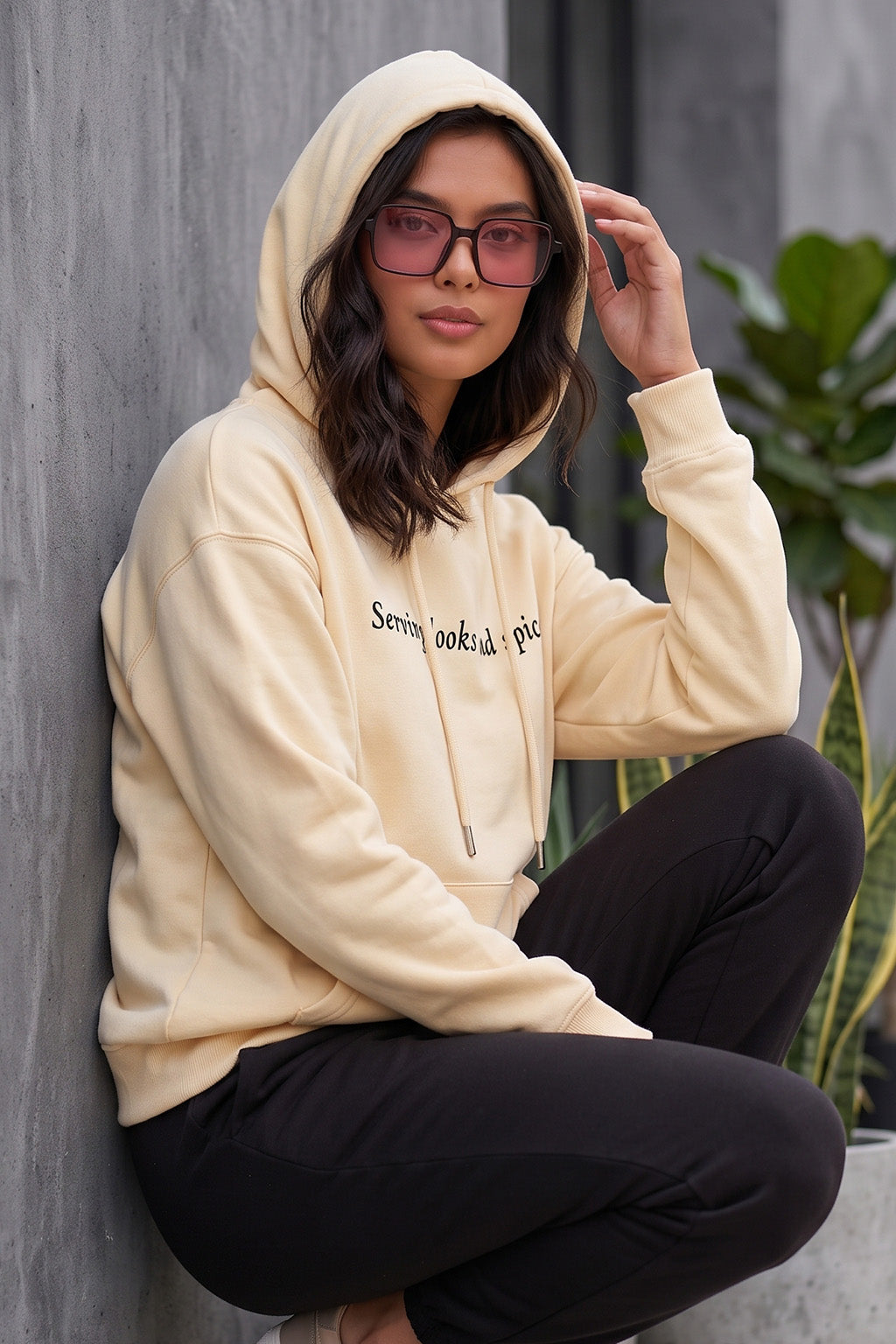 Bring The Heat Marshmallow Oversized Printed Hoodie