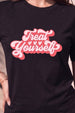 Treat Yourself Black Printed Regular Fit T-Shirt