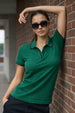 Stripe Collar Green Regular Fit Premium Pique Lycra Polo T-Shirt