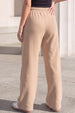 Beige Plain Wide Leg Track pant