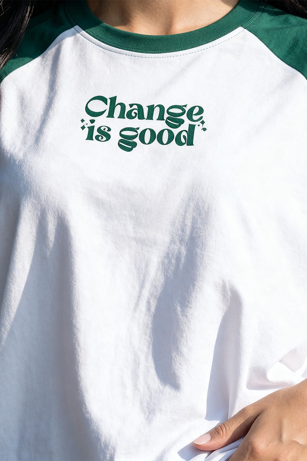 Chnage Is Good Green Oversized Graphic T-Shirt