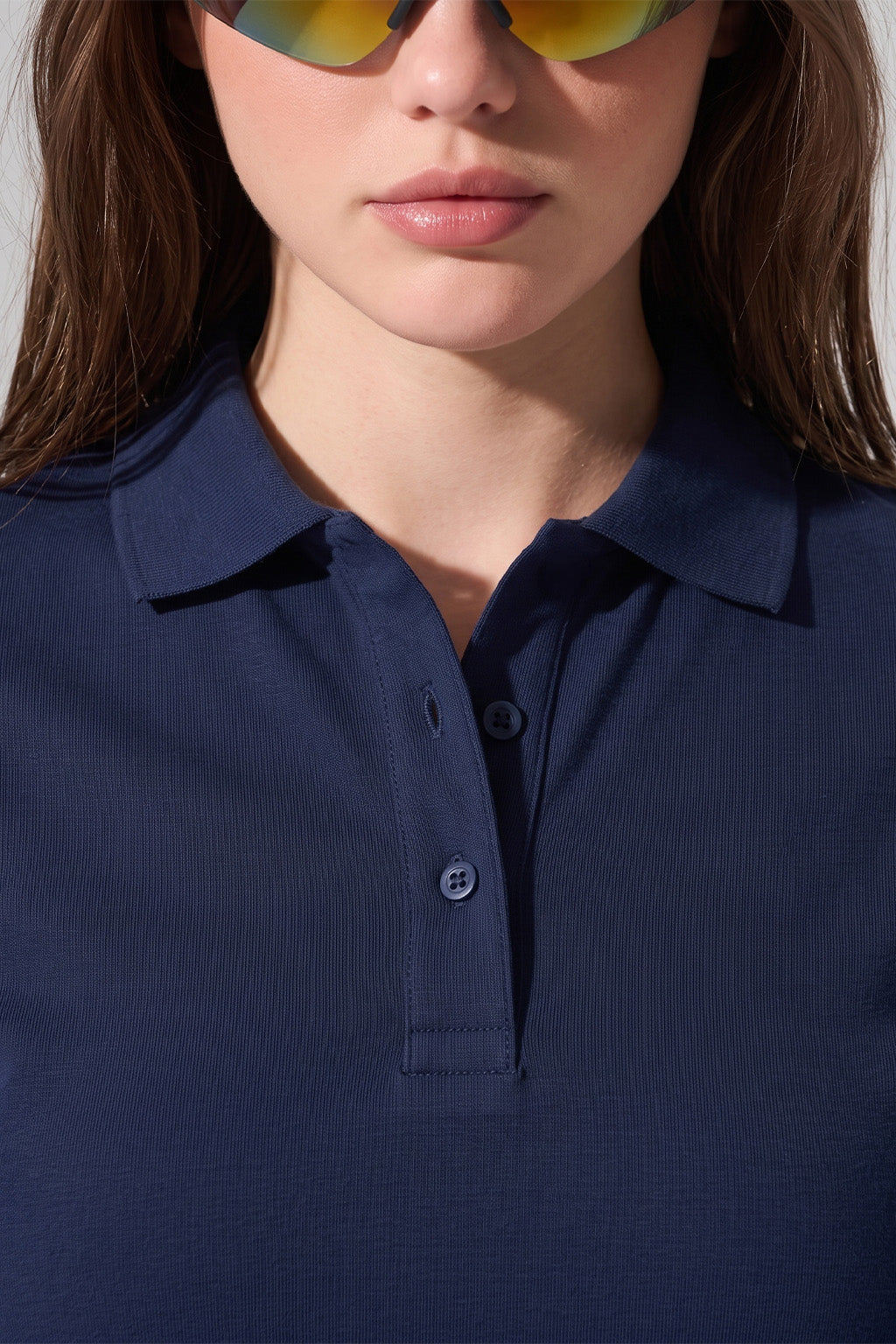 Navy Plain Cotton Regular Slim Fit Polo T-Shirt
