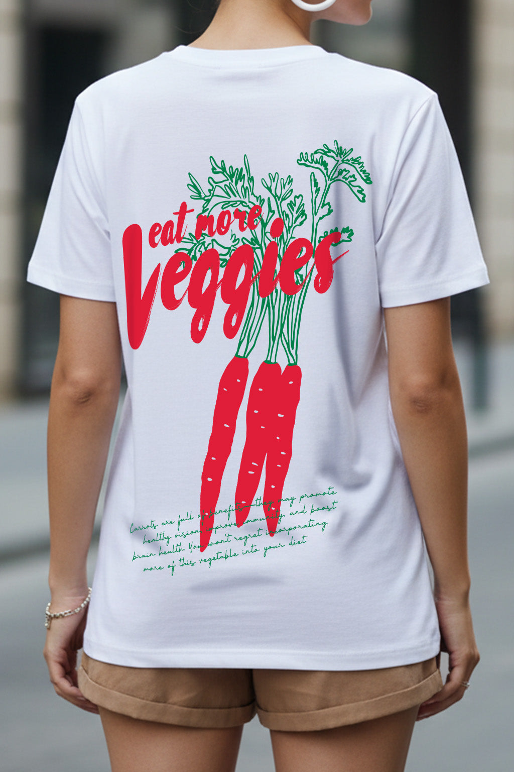 Veggies White Printed Regular Fit T-Shirt