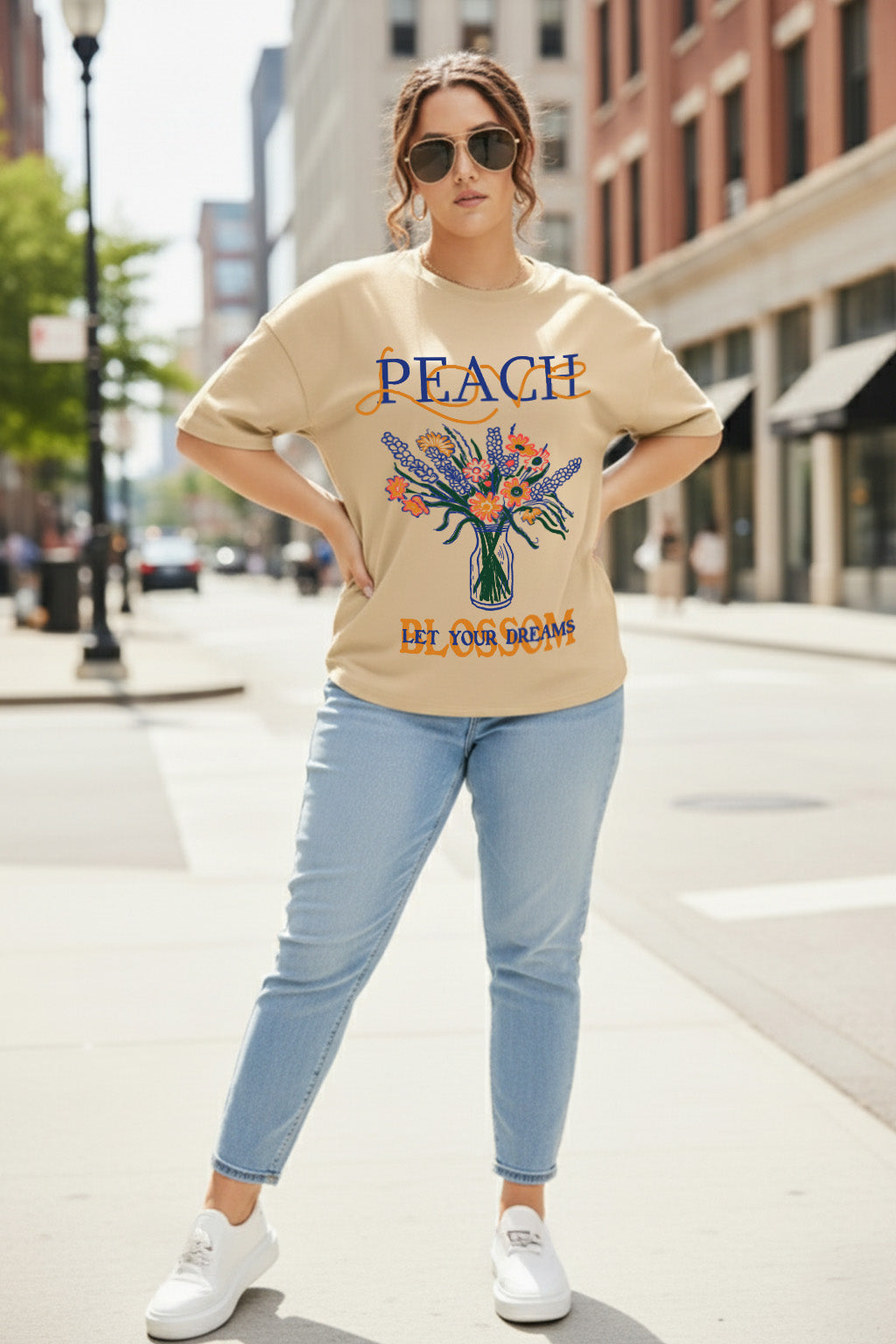 Blossom Dreams Swanwhite Plus Size Printed T-shirt