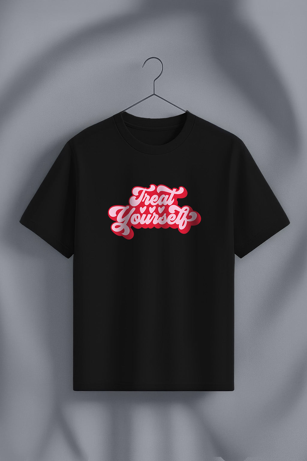 Treat Yourself Black Printed Regular Fit T-Shirt