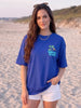 Tropical Island Royal Blue Oversized Fit Puff Printed T-Shirt