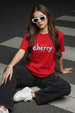 Cherry Red Regular Fit Printed T-shirt