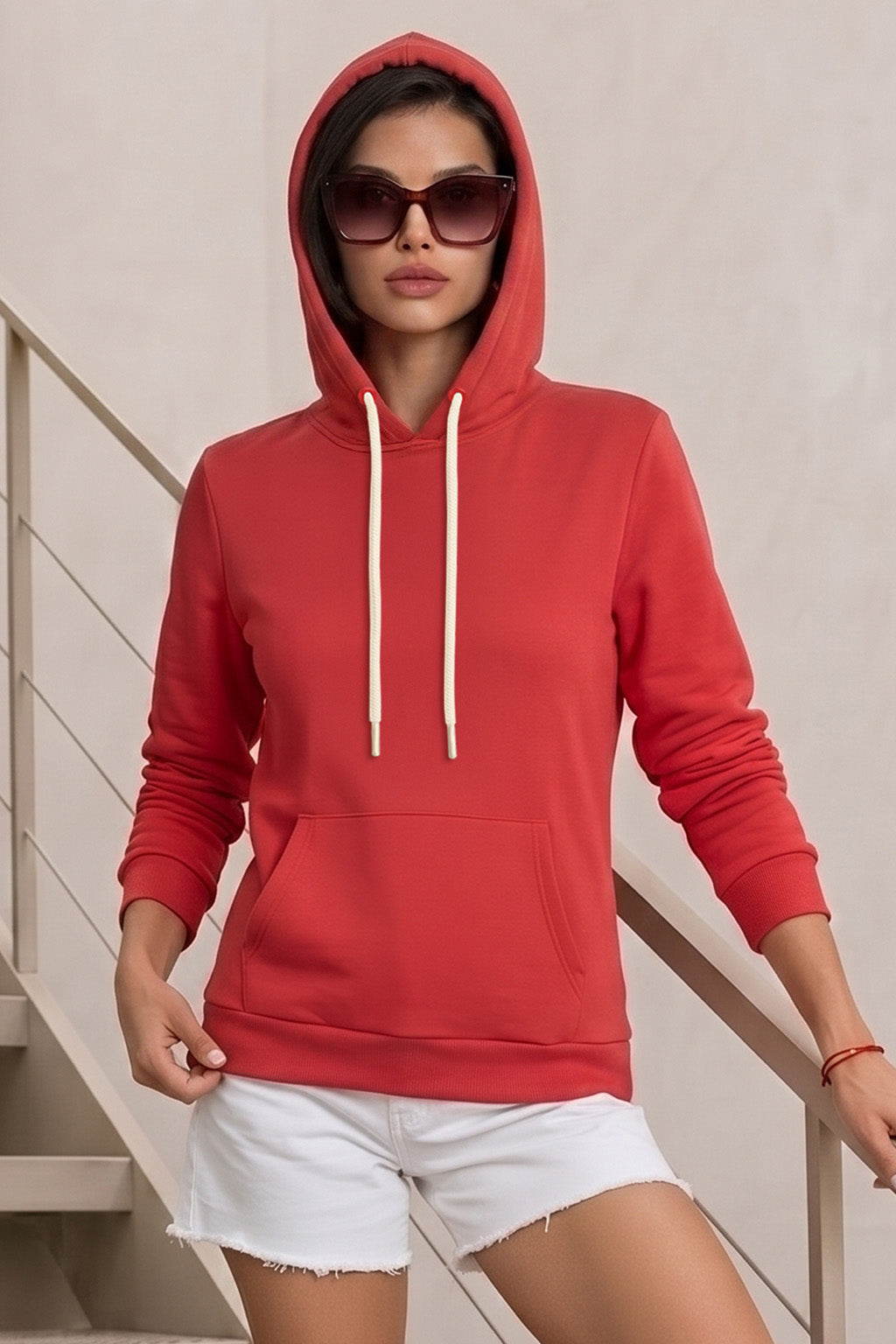 Plain Magenta Regular Fit Hoodie