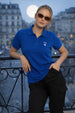 Sweet Bow Blue Regular Fit Premium Pique Lycra Polo T-Shirt