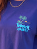 Tropical Island Royal Blue Oversized Fit Puff Printed T-Shirt