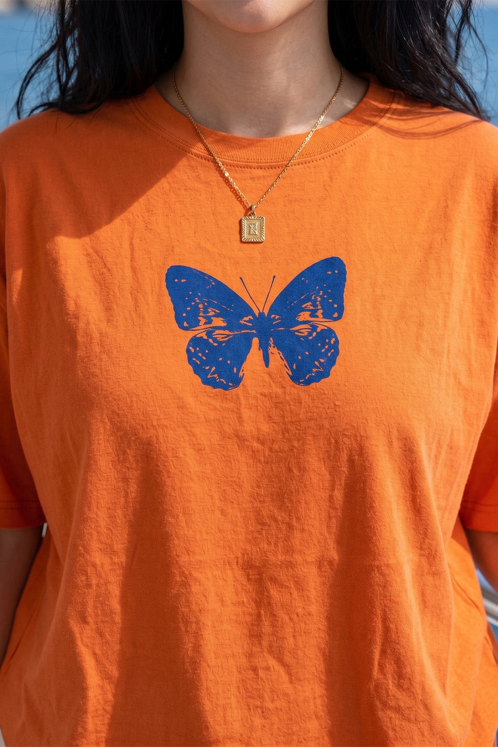 Push Your Limits Typographic Printed Oversized Fit Orange T-Shirt