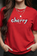Cherry Red Regular Fit Printed T-shirt