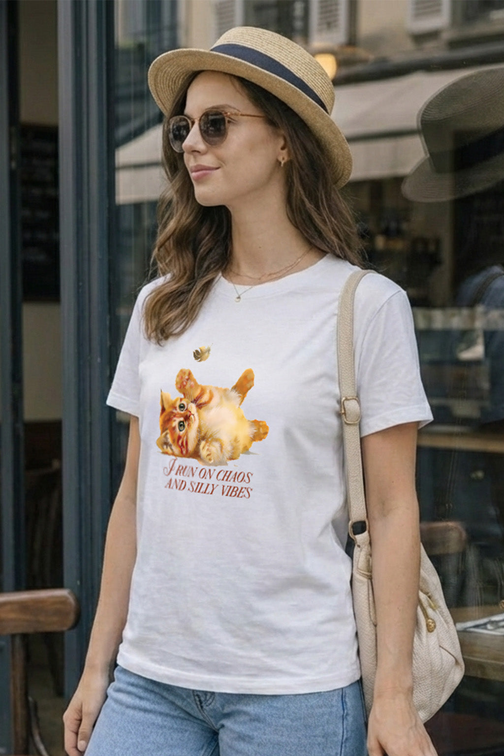 Silly Vibes White Printed Regular Fit T-Shirt