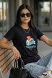 Toasatty Black Printed Regular Fit T-Shirt